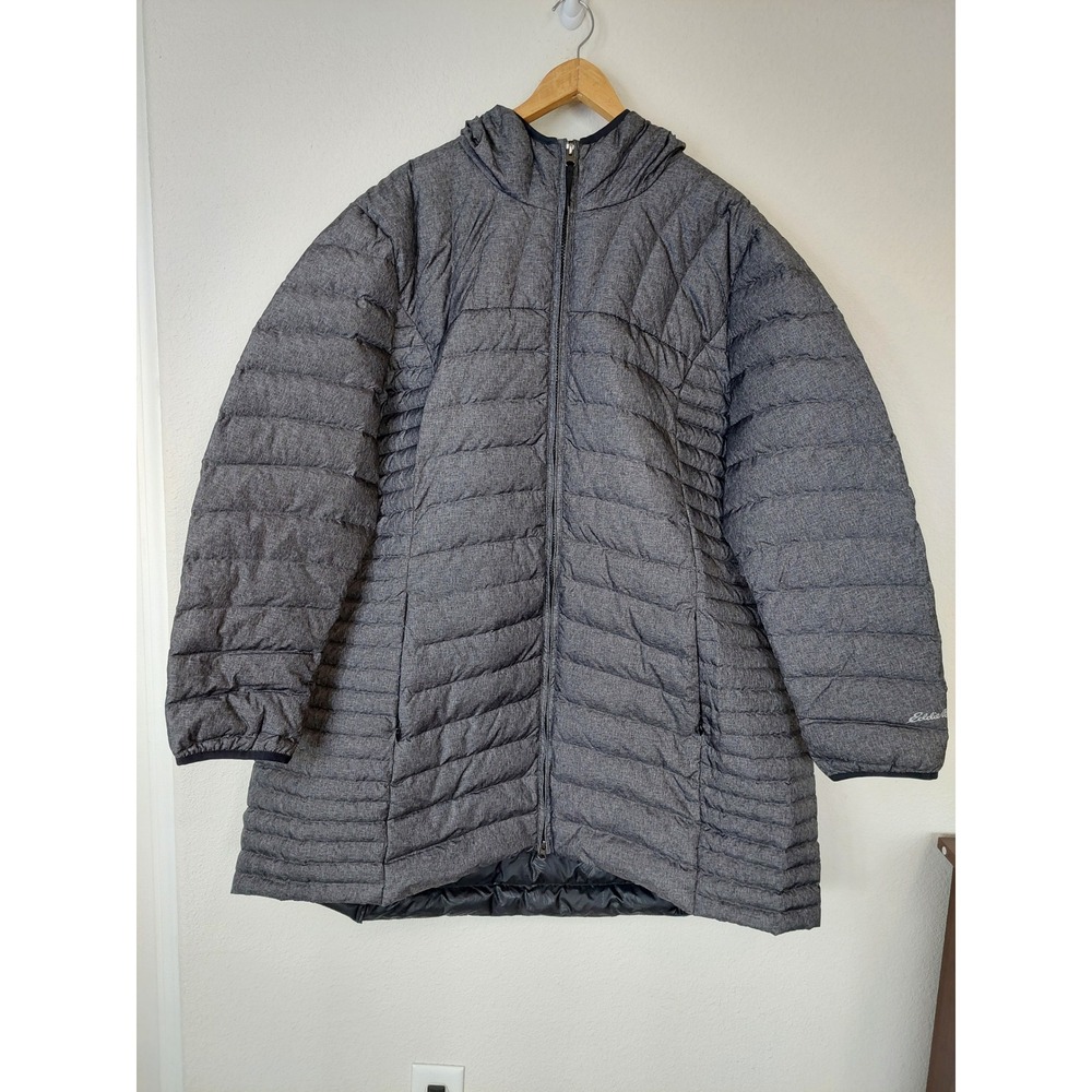 Eddie Bauer Gray Heathered Down Hooded Parka Puffer Jacket Coat Women's Size 3X